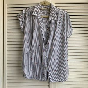 OLD NAVY Striped Strawberry Button Down, Size L